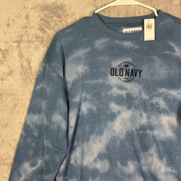 NWT New Blue White Cloud Tie Dye Crewneck Sweatshirt Size Small - Picture 7 of 9